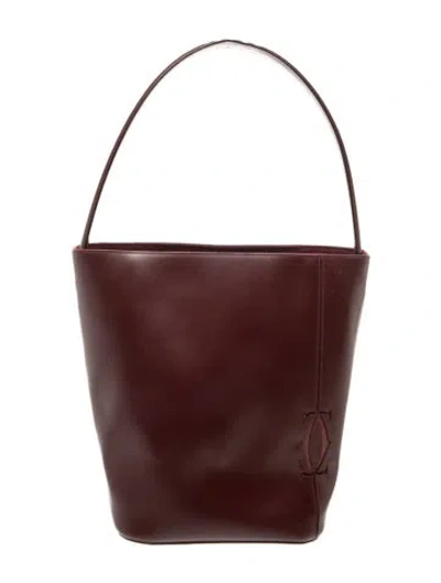 Pre-owned Cartier Leather Bucket Bag In Burgundy