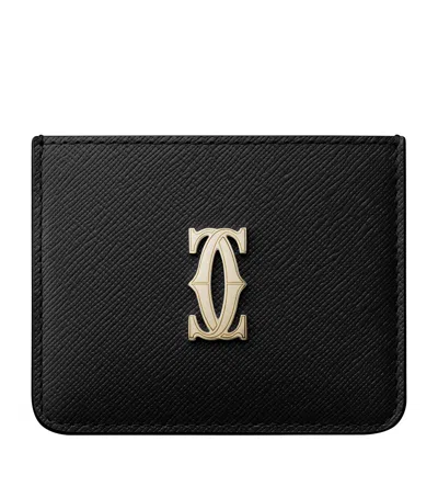 Cartier Leather C De  Card Holder In Black