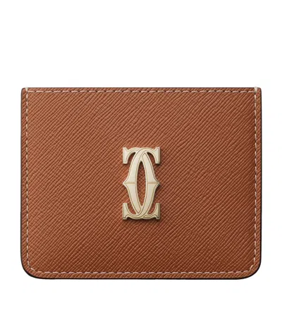 Cartier Leather C De  Card Holder In Brown