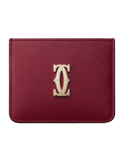 Cartier Leather C De  Card Holder In Red