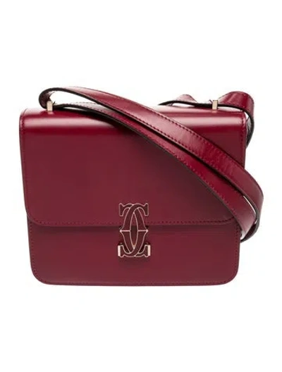 Pre-owned Cartier Leather C De Mini In Red