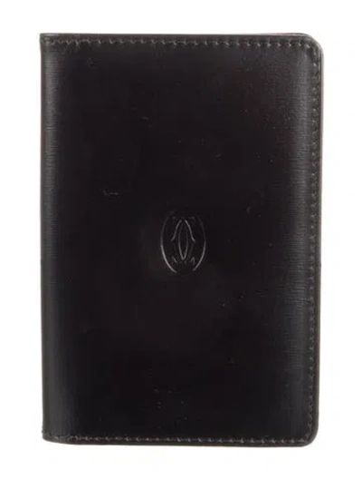 Pre-owned Cartier Leather Card Holder In Black