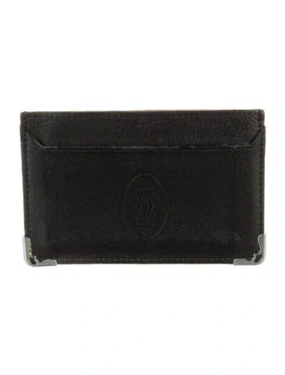 Pre-owned Cartier Leather Card Holder In Black