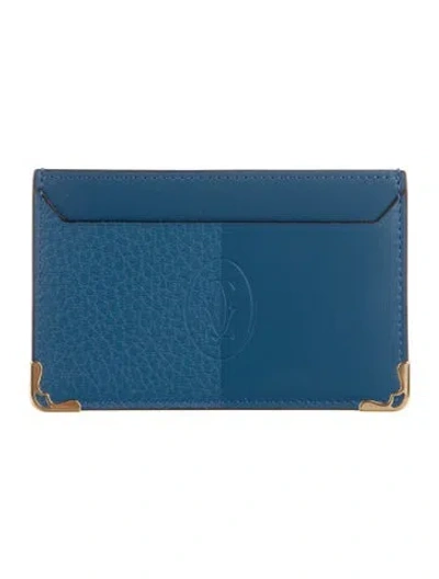 Pre-owned Cartier Leather Card Holder In Blue