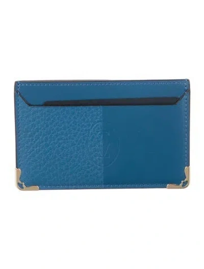 Pre-owned Cartier Leather Card Holder In Blue