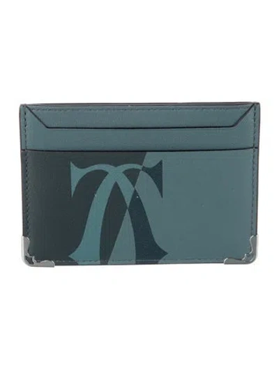 Pre-owned Cartier Leather Card Holder In Blue