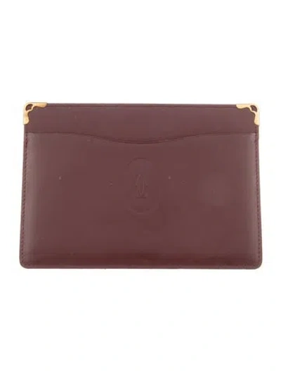 Pre-owned Cartier Leather Card Holder In Burgundy