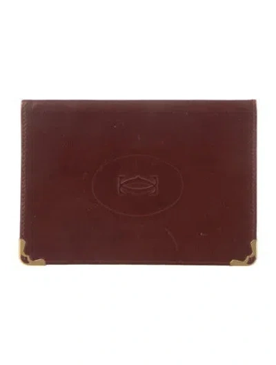 Pre-owned Cartier Leather Card Holder In Burgundy