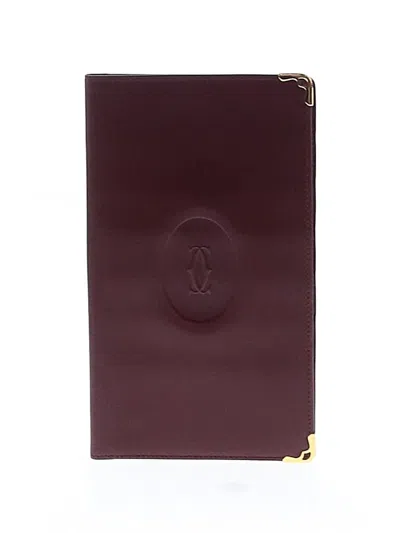Pre-owned Cartier Leather Card Holder In Burgundy