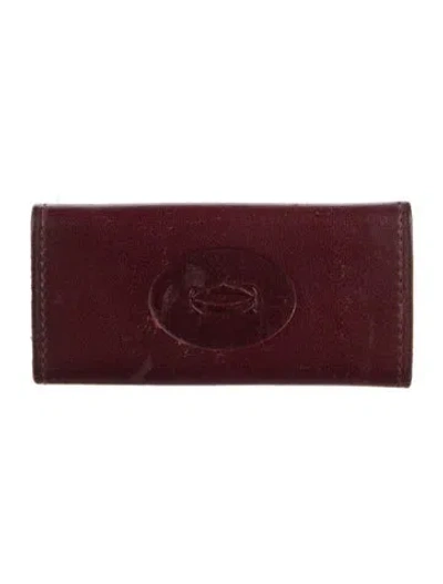 Pre-owned Cartier Leather Card Holder In Burgundy