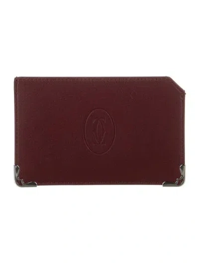 Pre-owned Cartier Leather Card Holder In Burgundy