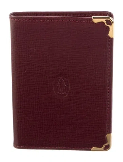Pre-owned Cartier Leather Card Holder In Burgundy