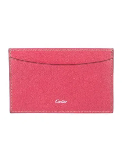 Pre-owned Cartier Leather Card Holder In Red