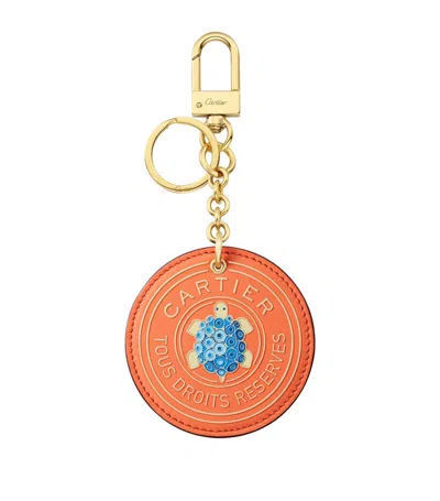 Cartier Leather Characters Keyring In Orange
