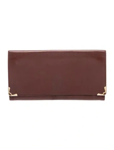 Pre-owned Cartier Leather Clutch In Burgundy