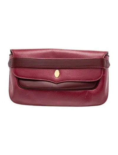 Pre-owned Cartier Leather Clutch In Burgundy