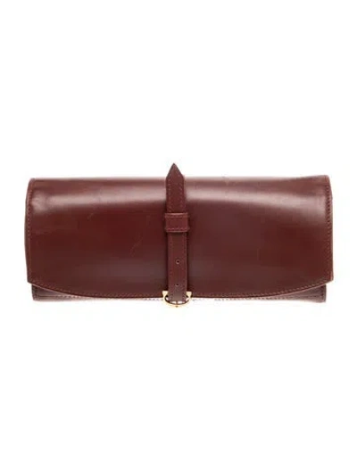 Pre-owned Cartier Leather Clutch In Burgundy