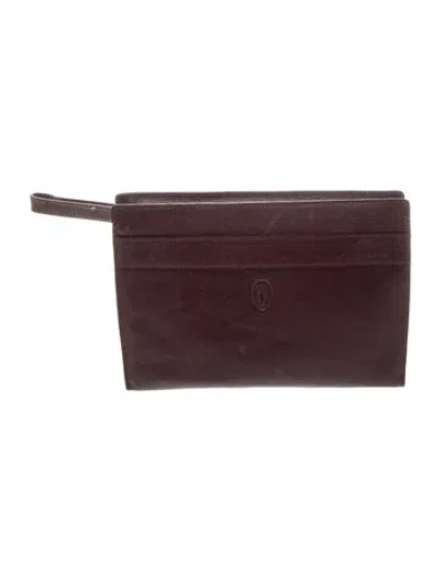 Pre-owned Cartier Leather Clutch In Purple