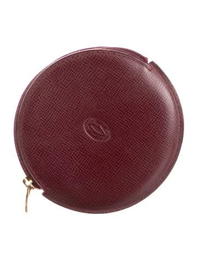Pre-owned Cartier Leather Coin Pouch In Red