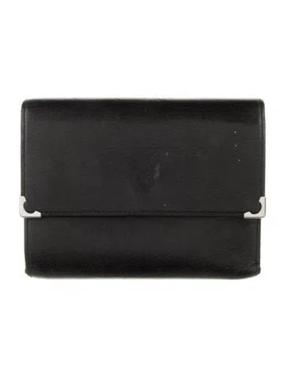 Pre-owned Cartier Leather Compact Wallet In Black