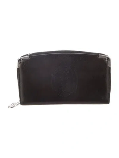 Pre-owned Cartier Leather Continental Wallet In Black