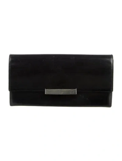 Pre-owned Cartier Leather Continental Wallet In Black