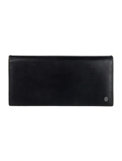 Pre-owned Cartier Leather Continental Wallet In Black