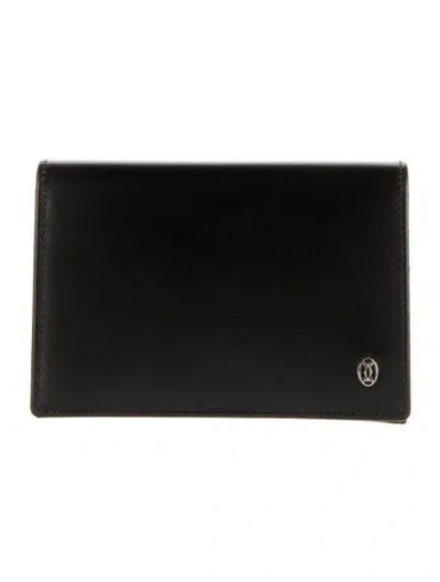 Pre-owned Cartier Leather Continental Wallet In Black