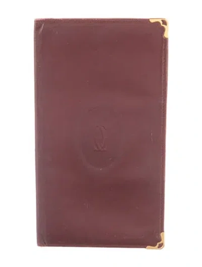 Pre-owned Cartier Leather Continental Wallet In Burgundy