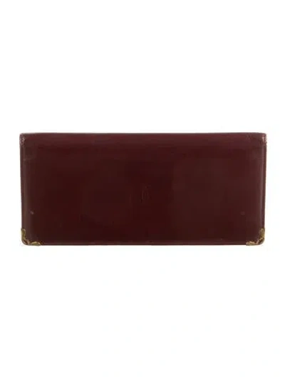 Pre-owned Cartier Leather Continental Wallet In Burgundy