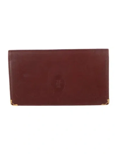 Pre-owned Cartier Leather Continental Wallet In Burgundy