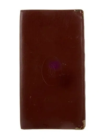 Pre-owned Cartier Leather Continental Wallet In Burgundy