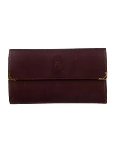 Pre-owned Cartier Leather Continental Wallet In Burgundy