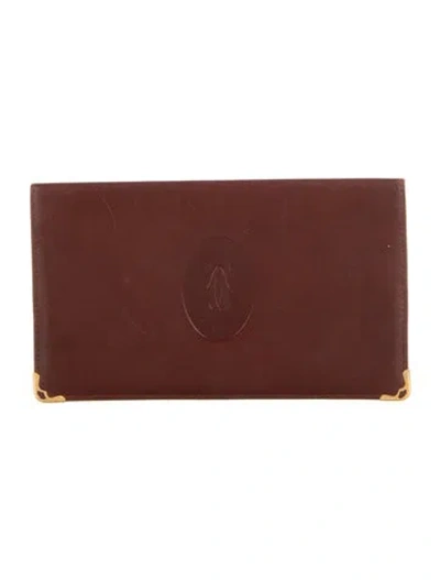 Pre-owned Cartier Leather Continental Wallet In Burgundy