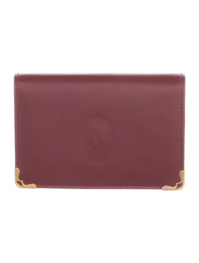 Pre-owned Cartier Leather Continental Wallet In Burgundy