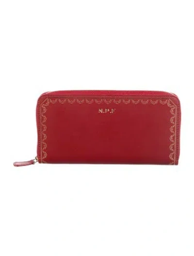 Pre-owned Cartier Leather Continental Wallet In Red