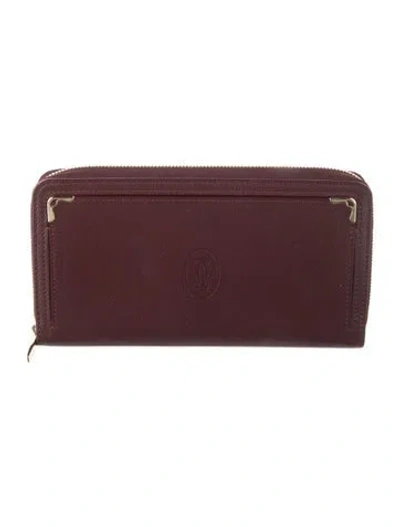 Pre-owned Cartier Leather Continental Wallet In Red