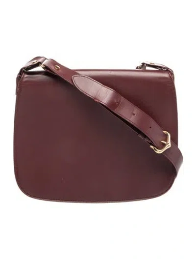 Pre-owned Cartier Leather Crossbody Bag In Burgundy