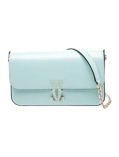 Pre-owned Cartier Leather Double C De Mini In Blue