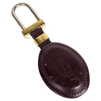 Pre-owned Cartier Leather Fob Key Holder In Black