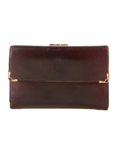 Pre-owned Cartier Leather French Purse In Burgundy