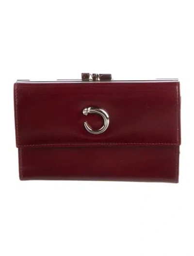 Pre-owned Cartier Leather French Purse In Red