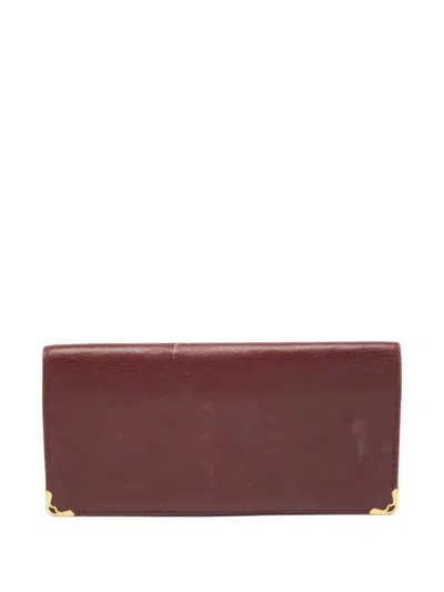 Pre-owned Cartier Leather Gold Corners Wallet In Red