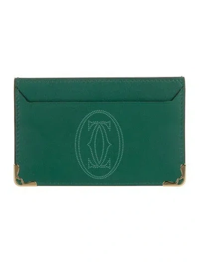 Pre-owned Cartier Leather Graphic Print Card Holder In Green