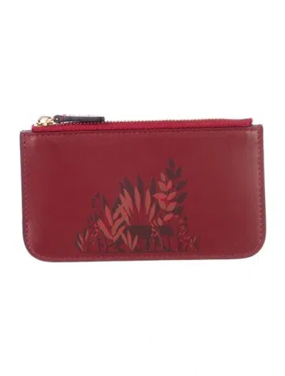 Pre-owned Cartier Leather Graphic Print Coin Pouch In Red