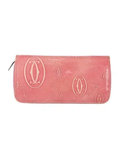 Pre-owned Cartier Leather Graphic Print Continental Wallet In Pink