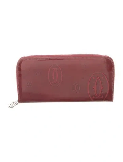 Pre-owned Cartier Leather Graphic Print Continental Wallet In Red