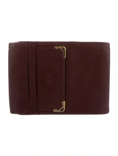 Pre-owned Cartier Leather Graphic Print Wallet In Burgundy
