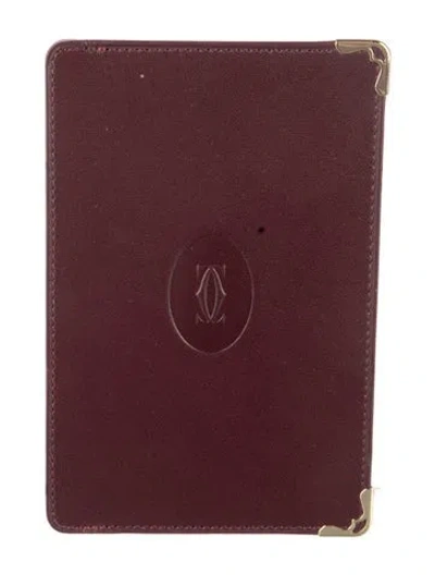 Pre-owned Cartier Leather Jotter Notepad Holder In Burgundy