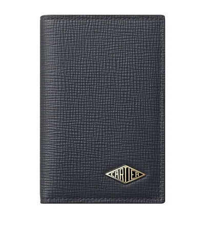 Cartier Leather Losange Bifold Card Holder In Blue